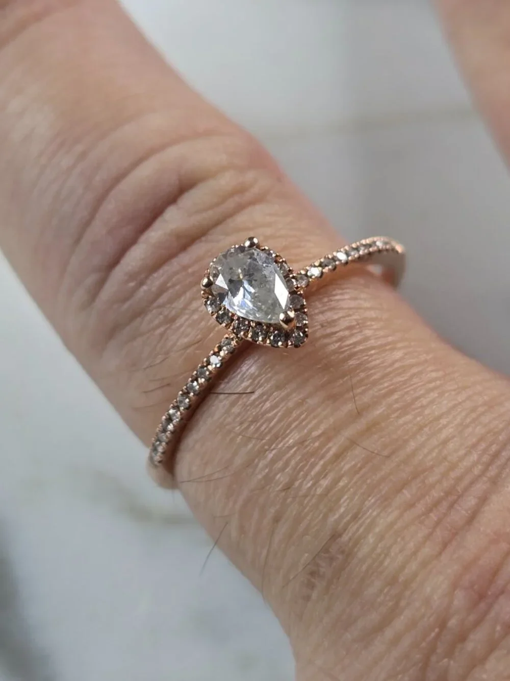 Womens Vintage Estate 10K Rose Gold Diamond Ring 1.4g #E5179